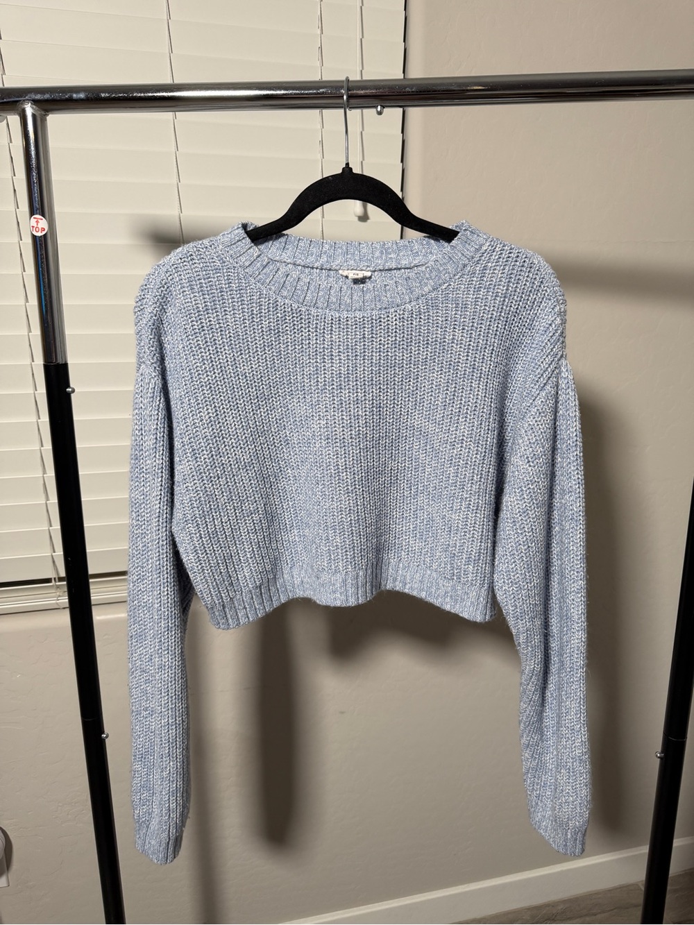 Garage Light Blue Cropped Crewneck Sweater